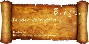 Bunder Árpád névjegykártya
